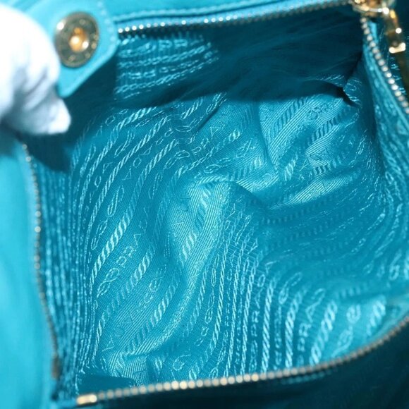 PRADA Hand Bag Leather 2way Green Gold Auth 139193 - Picture 12 of 16